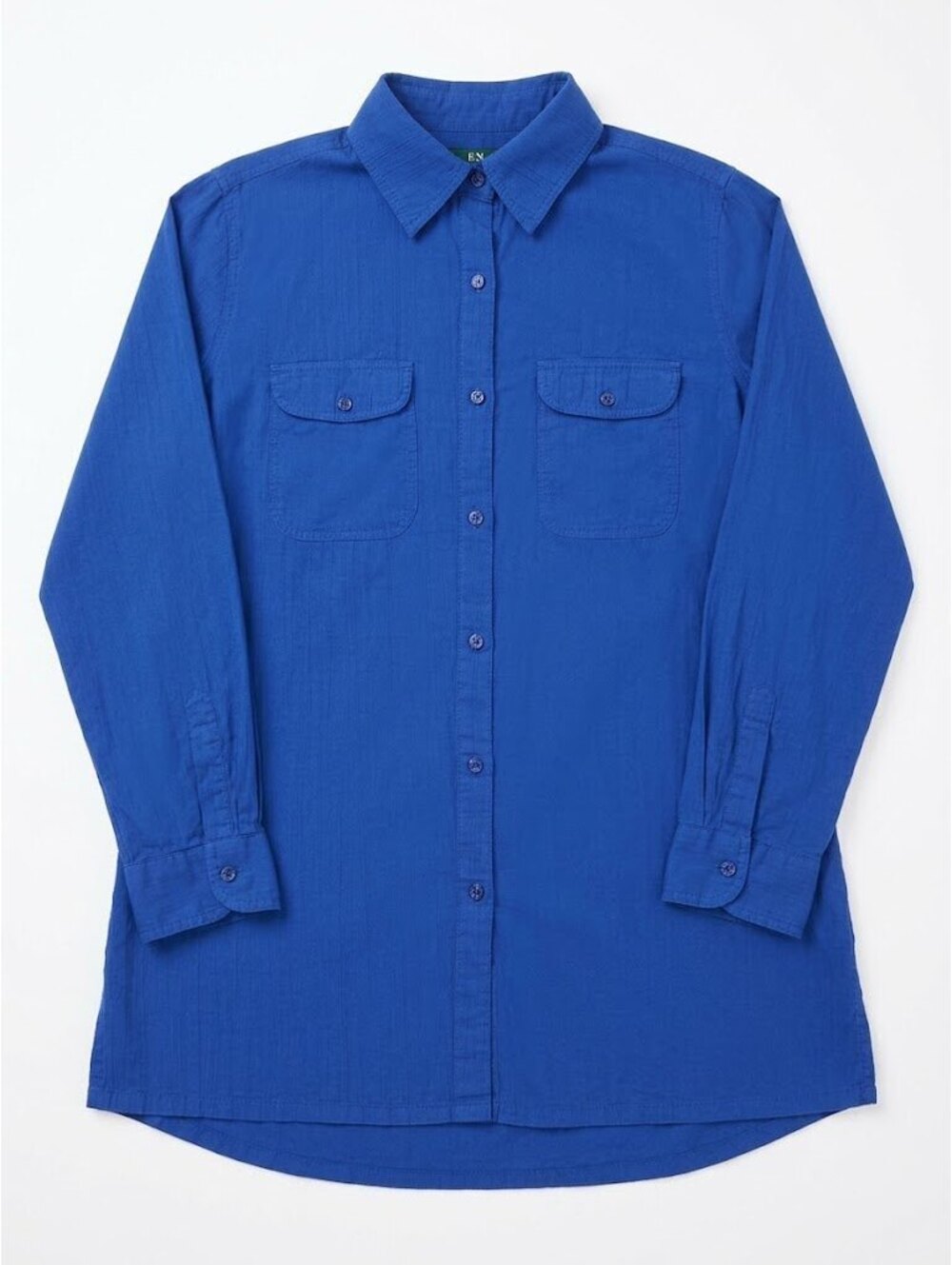 Lauren Ralph Lauren Blue Long Tunic Button Shirt Roll Tab Utility Pockets
